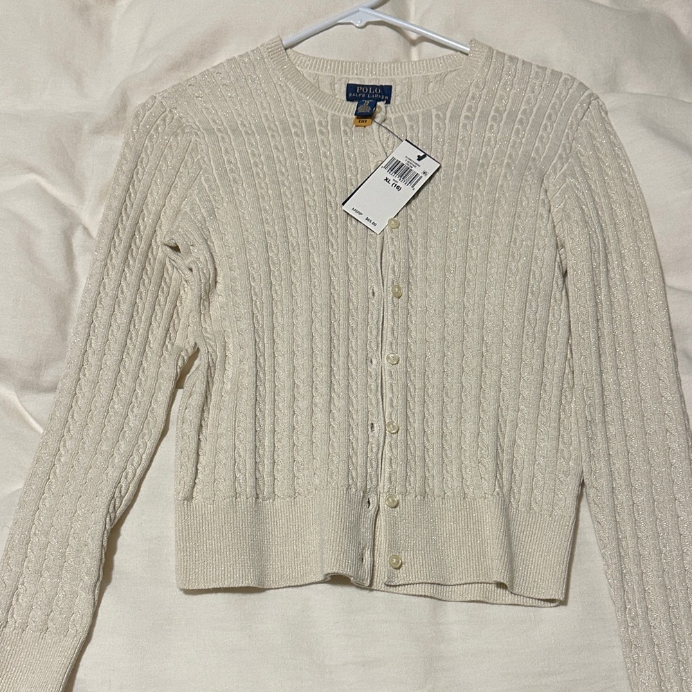 Ralph Lauren Women's Ivory Cable Knit Cardigan